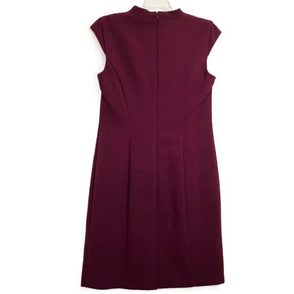 Esprit Fitted Sheath Dress Notched Vneck Cap Sleeves Wine NWT Women's US 10 - Picture 11 of 11